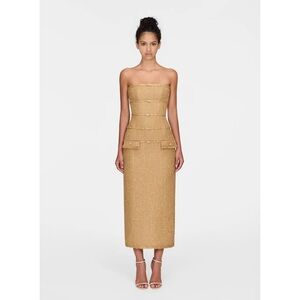 ‼️SOLD❗️MONTSAND - Gold Tweed Dress - Sz34 NWT